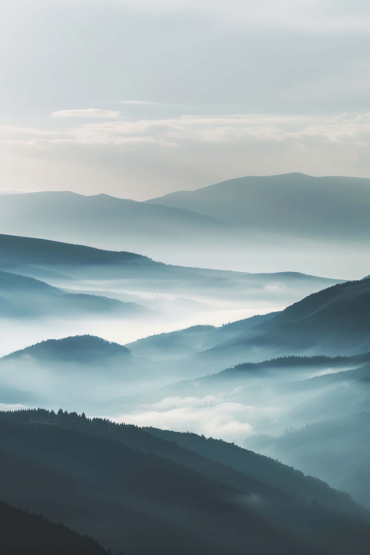 Forested mountain ridges