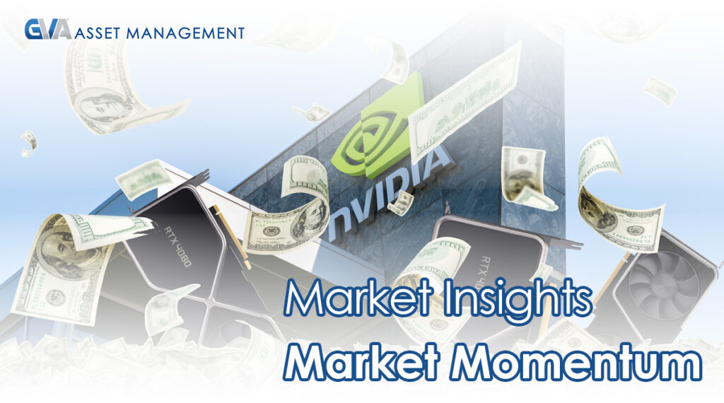 GVA Asset Management banner with flying money and GPUs, showing the words Market Insights Market Momentum.