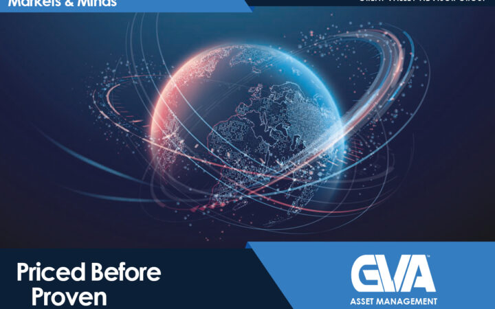 Banner image with a glowing globe and curved light trails, featuring the phrases 'Markets & Minds' and 'Priced Before Proven' with the GVA Asset Management logo at the bottom right.